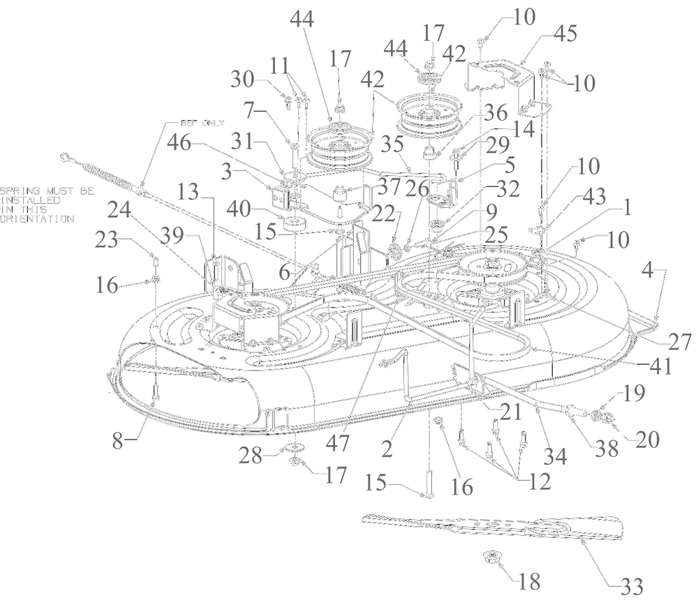 Deck Diagram and Parts List for 13AM77SSA00 2023 Yard Machines Lawn Tractor